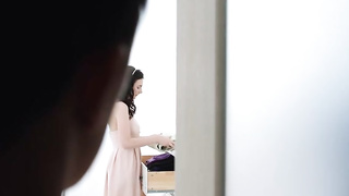 Hardly college-aged, Euro dark haired is about to get her daily dosage of plumb, from a magnificent fellow