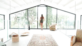 Slim teenager is totally nude because she wants to demonstrate us the way she loves to jack