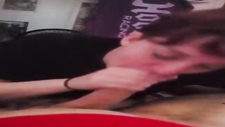 Scarcely college-aged doll is impatiently deep throating her finest buddy's hard-on, to make him pour out from gusto