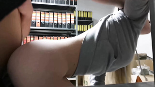 Glamorous German ash-blonde is getting screwed from the back in her office and luving it