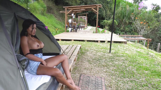 Nasty dark haired with hefty, stiff mammories, Mariana Martix got ravaged in the nature, the other day