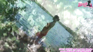 Jiggish, Brit stunner is throating and railing a nasty, stranger's chisel in the nature, during the day