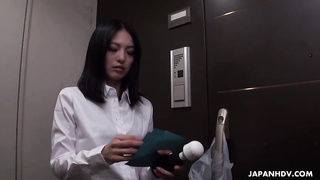Hirota Sakura is a wondrous, Chinese black-haired who loves to jack while alone at home