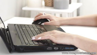 Promiscuous, teenager dark-haired is screaming while having gonzo lovemaking with the neighbor