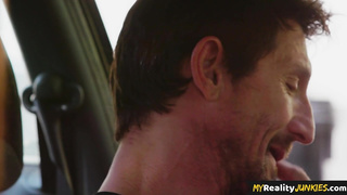 Skinny ginger rides older guys face before sex