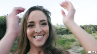 Mischievous honey, Amirah Adara is getting banged rock hard in the nature and loving it a plenty of