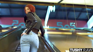 Pallid ginger honey is about to get a humungous man rod up her donk, until she finishes off