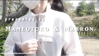 Super-Naughty Japanese dark-haired is showcasing her butt in a public place, because it arouses her a bunch