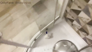 First-Timer stunner is washing her soles in the bathroom, in front of the camera, just for joy