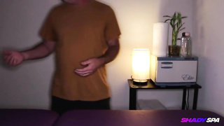 Honey in a micro swimsuit is providing a penis rubdown to a super-naughty guy, for free-for-all